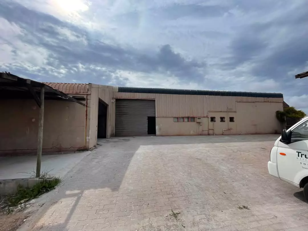 A finished commercial yard and building
